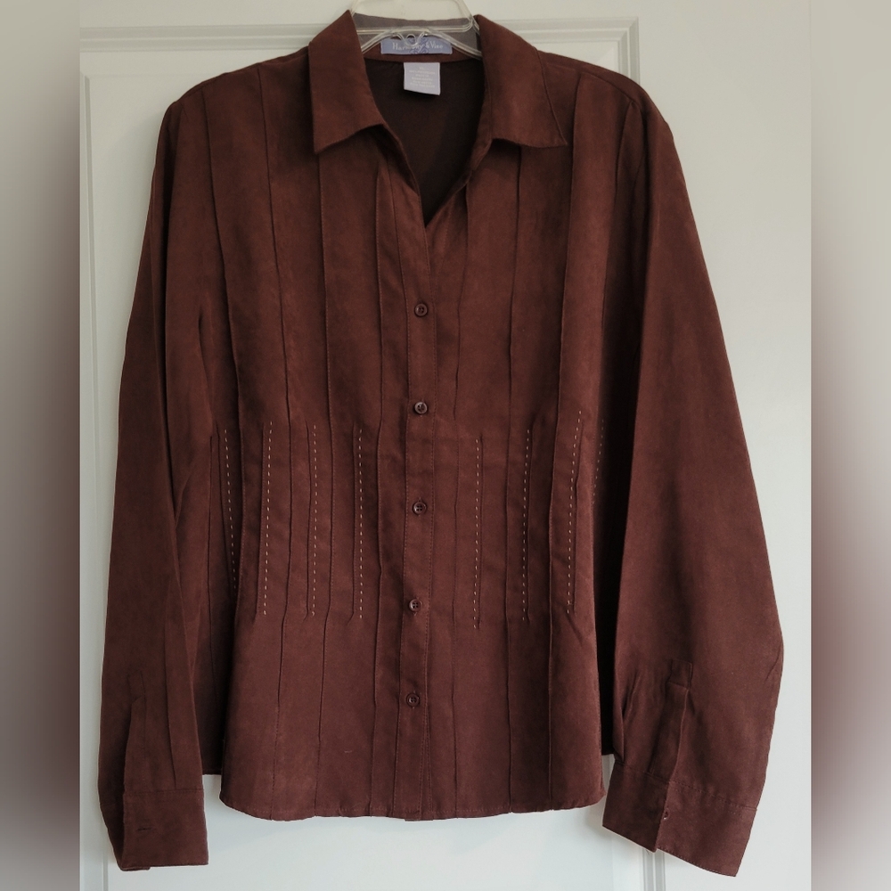 Harmony & Vine Brown Button-Down Top Sizr XL